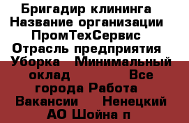 Бригадир клининга › Название организации ­ ПромТехСервис › Отрасль предприятия ­ Уборка › Минимальный оклад ­ 30 000 - Все города Работа » Вакансии   . Ненецкий АО,Шойна п.